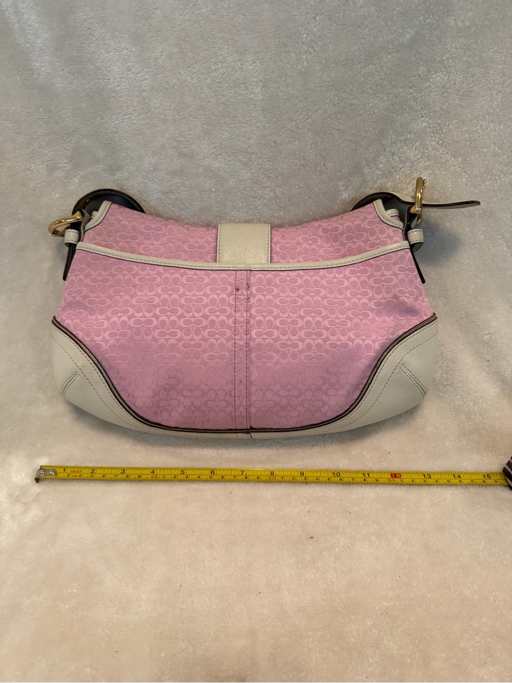 Vintage Y2K Coach Pink and Cream Shoulder Bag with Gold Hardware - Picture 8 of 10
